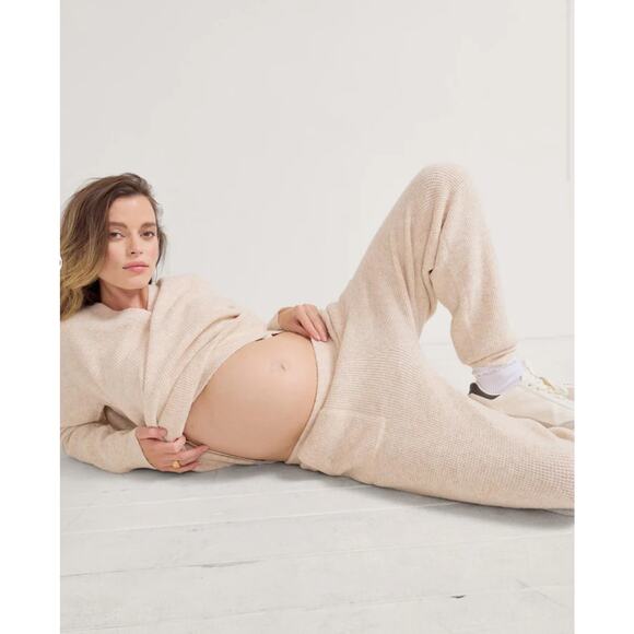 Hatch Maternity Cozy Waffle Knit Joggers Wool Blend - Picture 1 of 8